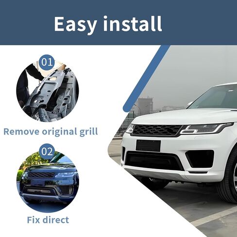 Gloss Black Mesh Front Grill Compatible with Land Rover Range Rover Sport L494 2018 2019 Models in Saudi Arabia