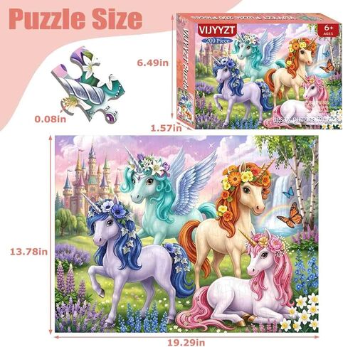 Puzzles for Kids Ages 6-8 8-10 Year Old - Castle & Unicorns Puzzle,200 Pieces Jigsaw Puzzles for Kids, Learning Educational Toys for Boys and Girls in Saudi Arabia