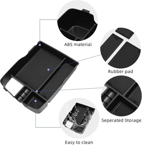 Center Console Armrest Storage Box Compatible with Kia Telluride 2020 2021 2022 2023 2024 2025 Center Console Organizer with Coin Holder ABS Interior Accessories Black in Kuwait