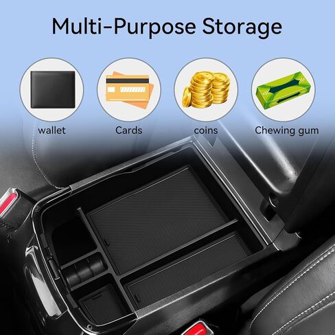 Center Console Armrest Storage Box Compatible with Kia Telluride 2020 2021 2022 2023 2024 2025 Center Console Organizer with Coin Holder ABS Interior Accessories Black in Kuwait