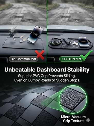 Car Dashboard Phone Holder Support Anti Slip Pad Dash Decorations Mat Organizer, Multifunctional 360° Rotating Phone Holder with Temporary Parking Number for Gadgets Phones Keys (B) in Kuwait