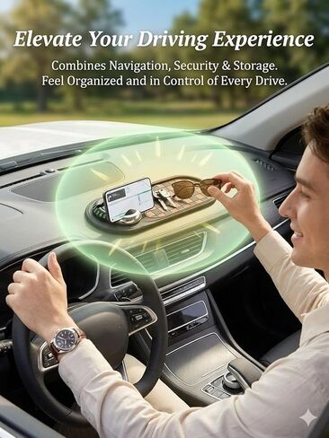 Car Dashboard Phone Holder Support Anti Slip Pad Dash Decorations Mat Organizer, Multifunctional 360° Rotating Phone Holder with Temporary Parking Number for Gadgets Phones Keys (B) in Kuwait