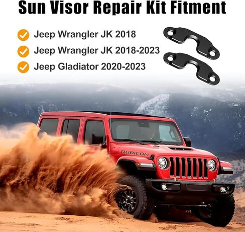 Upgraded Sun Visor Repair Kit for Jeep, Veharvim 2 Pack Hard Plastic Sun Visor Clip Compatible with Jeep Wrangler JK 2018/ JL/Wrangler 2018-2023/ Gladiator 2020-2023, Black in Saudi Arabia