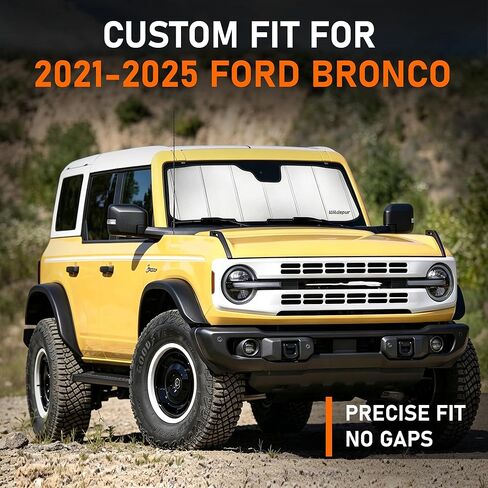 Custom Fit 2021-2025 Bronco Windshield Sun Shade for Ford Bronco 2021 2022 2023 2024 2025 - Upgraded 6-Layer Triple Laminate Core Front Window Shade - Accordion Folding Design with Storage Bag in Saudi Arabia