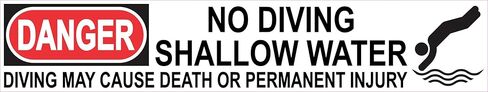 StickerTalk Danger No Diving Shallow Water Vinyl Sticker, 16 inches by 3 inches in Saudi Arabia