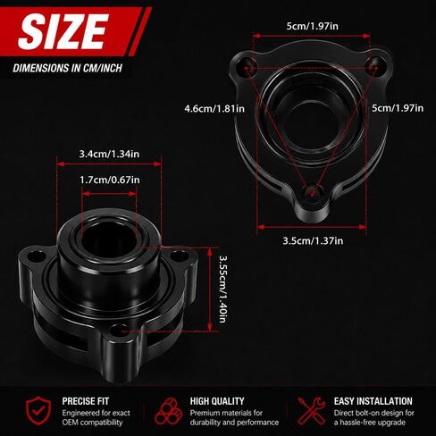 Blow Off Valve Adapter Compatible with Ford Mustang, Fiesta, Fusion, Escape, Edge, Transit, Bronco Fits 1.5L 1.6L 2.0L 2.3L 2.7L EcoBoost Turbo Engines, CNC Aluminum, Black in Saudi Arabia
