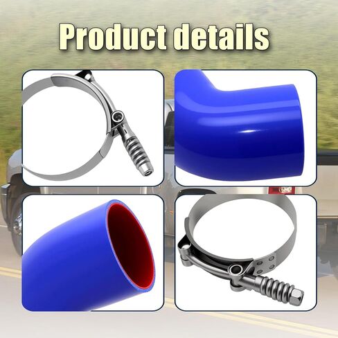 Intercooler Boot Kit Compatible with 2001-2008 Chevrolet GMC Silverado Sierra 2500HD, 2007-2008 3500HD, 2001-2006 3500, Classic w/Hose Clamp Inlet Duct Connector Engine, Replace 904-130 65431 15124211 in Kuwait