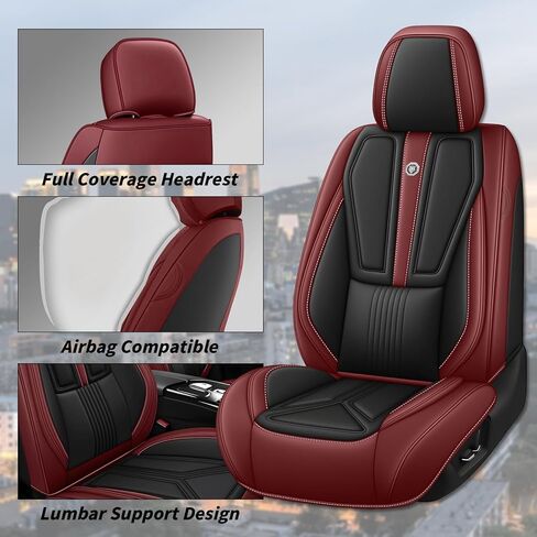 Arazi Custom 5 Full Seat Cover for Toyota Corolla 2009-2025, Full Coverage Premium Waterproof Nappa Leather Seat Covers（5 Seats Standard, Black&Red） in Saudi Arabia