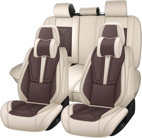 Arazi Custom 5 Full Seat Cover for Toyota Corolla 2009-2025, Full Coverage Premium Waterproof Nappa Leather Seat Covers（5 Seats Standard, Black&Red） in Saudi Arabia