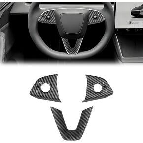Matte Carbon Fiber Release Steering Wheel Trim Compatible with 2025 Tes-la Model Y Juniper Refreshed, for Model Y Steering Wheel Frame Trim Cover Accessories, 3 PCS in Saudi Arabia