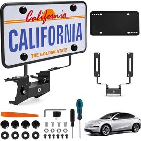 حامل لوحة الترخيص الأمامي متوافق مع طراز Y Juniper الجديد لعام 2026 من Tesla مع إطار لوحة من السيليكون مضاد للسرقة وحامل لوحة ترخيص من الألومنيوم مناسب للطراز Y Juniper - بدون حفر ولا لاصق in Saudi Arabia