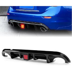 LED Rear Bumper Diffuser Fit for 2014-2017 Infiniti Q50 — Gloss Black Rear Bumper Lower Lip with LED Red Brake Light in Saudi Arabia