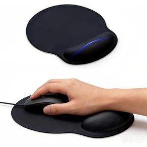 Ergonomic Mouse Pad with Gel Wrist Rest, Mousepad with Wrist Support, Non-Slip PU Base for Office/Gaming/Laptop, 8.46"x9.65" Desk Accessories, Relieve Wrist Pain,Black in Saudi Arabia
