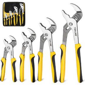TOPLINE 4-Piece Groove Joint Pliers Set with Bi-Material Handles, 12-in, 10-in, 8-in and 6-in Included, Tongue and Groove Pliers Set for Plumbing Repair and Home Maintenance, Rolling Pouch Included in Kuwait