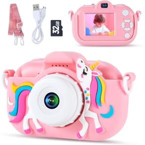Kids Camera Toys for 3-8 Year Old Girls and Boys, Children Digital Camera with Cute Soft Silicone Case, 1080P Video Camcorder Present with 32GB SD Card – Birthday Gift for Kids in Saudi Arabia