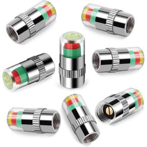 SAFELIFE 4 Pack 2.4 Bar 36PSI سيارة مراقبة ضغط الإطارات صمام الجذعية قبعات مؤشر الاستشعار سهلة القراءة 3 لون تنبيه العين in Kuwait