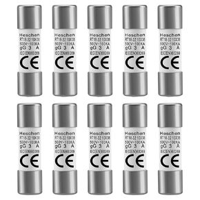 Cylindrical Ceramic Tube Fuse Link, RT18-32 (RO15), 10 * 38 mm, 3A 500V, CE, Pack of 10 in Saudi Arabia
