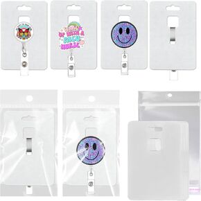 100PACK Badge Reel Display Cards Packaging, Fits Alligator and Belt Clips, Retractable Name Badge ID Holders, Blank Hanging Cardstock Holder with Clear Self-Seal Bags (White) in Saudi Arabia