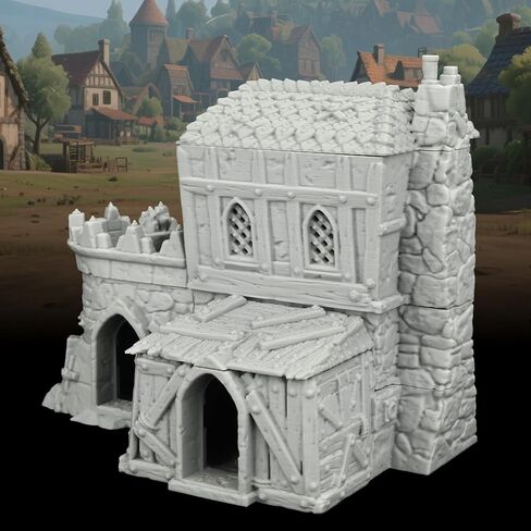 TTRPG Buildings – 25mm Scale Unpainted Tabletop Scenery Props for Role Playing, Dungeons and Dragons RPG Terrain – Medieval Village H AF1124H in Kuwait