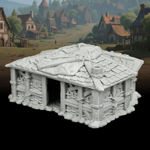 TTRPG Buildings – 25mm Scale Unpainted Tabletop Scenery Props for Role Playing, Dungeons and Dragons RPG Terrain – Medieval Village H AF1124H in Kuwait