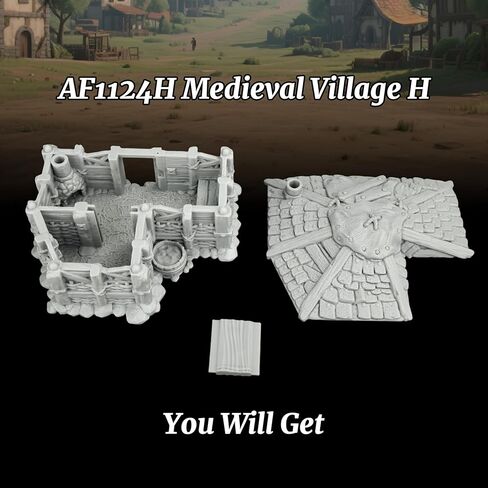 TTRPG Buildings – 25mm Scale Unpainted Tabletop Scenery Props for Role Playing, Dungeons and Dragons RPG Terrain – Medieval Village H AF1124H in Kuwait