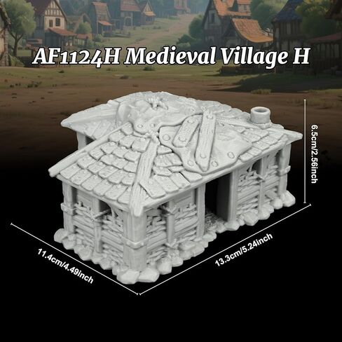 TTRPG Buildings – 25mm Scale Unpainted Tabletop Scenery Props for Role Playing, Dungeons and Dragons RPG Terrain – Medieval Village H AF1124H in Kuwait