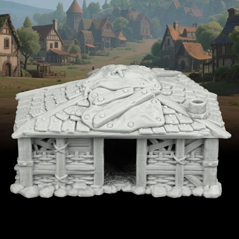 TTRPG Buildings – 25mm Scale Unpainted Tabletop Scenery Props for Role Playing, Dungeons and Dragons RPG Terrain – Medieval Village H AF1124H in Kuwait