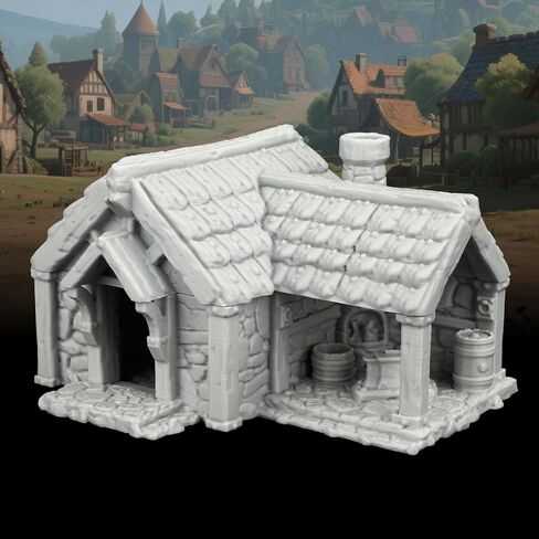 TTRPG Buildings – 25mm Scale Unpainted Tabletop Scenery Props for Role Playing, Dungeons and Dragons RPG Terrain – Medieval Village H AF1124H in Kuwait