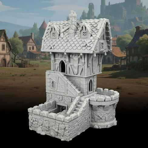 TTRPG Buildings – 25mm Scale Unpainted Tabletop Scenery Props for Role Playing, Dungeons and Dragons RPG Terrain – Medieval Village H AF1124H in Kuwait