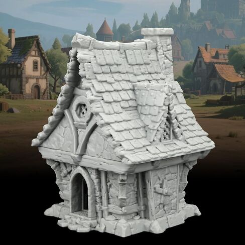 TTRPG Buildings – 25mm Scale Unpainted Tabletop Scenery Props for Role Playing, Dungeons and Dragons RPG Terrain – Medieval Village H AF1124H in Kuwait