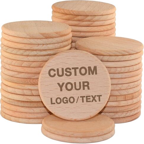 30-1000 Pcs Custom Wooden Drink Tokens，Double Sided Engraved with Your Logo/Text,Personalized Wood Round Tokens for Bars, Wedding Partys, Corporate Events, Game Nights in Saudi Arabia