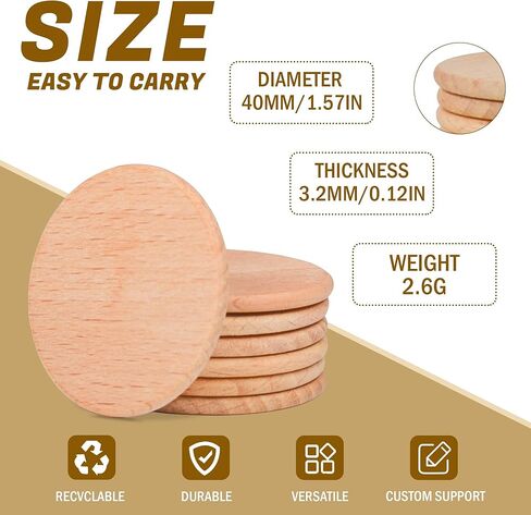30-1000 Pcs Custom Wooden Drink Tokens，Double Sided Engraved with Your Logo/Text,Personalized Wood Round Tokens for Bars, Wedding Partys, Corporate Events, Game Nights in Saudi Arabia