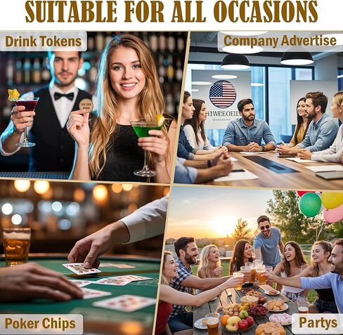 30-1000 Pcs Custom Wooden Drink Tokens，Double Sided Engraved with Your Logo/Text,Personalized Wood Round Tokens for Bars, Wedding Partys, Corporate Events, Game Nights in Saudi Arabia