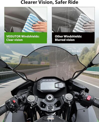 18.4" Windshield for Ninja 500 2024-2026, Dark Tinted Wind Shield Windscreen Air Deflector for Kawasaki Ninja 500 SE 2024-2026 Accessories in Kuwait