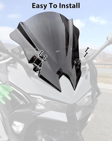 18.4" Windshield for Ninja 500 2024-2026, Dark Tinted Wind Shield Windscreen Air Deflector for Kawasaki Ninja 500 SE 2024-2026 Accessories in Kuwait