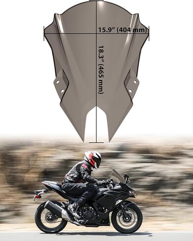 18.4" Windshield for Ninja 500 2024-2026, Dark Tinted Wind Shield Windscreen Air Deflector for Kawasaki Ninja 500 SE 2024-2026 Accessories in Kuwait