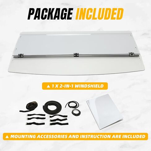 KUAFU 2-in-1 Flip Windshield Compatible with 2017+ Polaris Ranger XP 1000/ XP 1000 Crew 2020+ Polaris Ranger 1000/ 1000 Crew 2015-2018 Ranger 1000 Diesel Front Fold Down Clear Windscreen in Kuwait