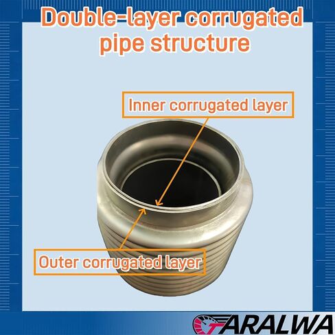 Universal Braided Exhaust Flexible Pipe-Stainless Steel with Nipple(2.25 Inch x 6 Inch w/Ends 10 Inch) for Automotive Repair,1PCS,C610A in Saudi Arabia