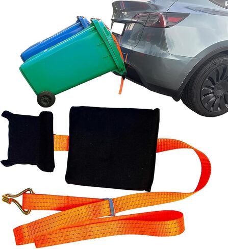 【No-Hitch】 Upgarde! Trash Can Hauler Strap – Heavy-Duty Polyester Trash Can Hauler for 20–96 Gallon Bins, Fits SUV/Truck/Sedan/Minivan, No Hitch Needed, Garbage Can Hauling Towing Straps in Saudi Arabia