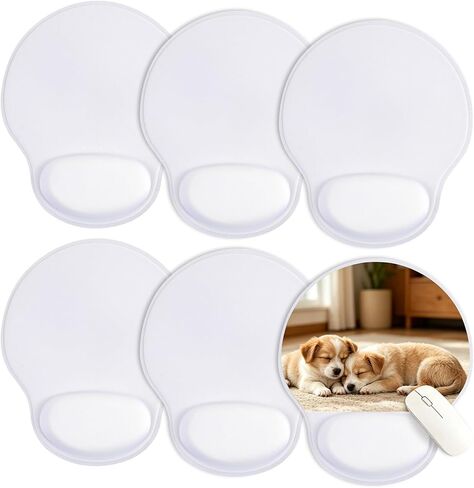 6PCS Sublimation Mouse pad with Wrist Rest Support for Heat Press Printing, White Mouse Pad Bulk for Transfer Heat Press Printing Crafts DIY Custom Photos for Office Laptop Home Computer Desk in Saudi Arabia