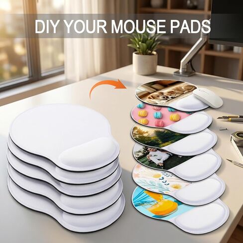 6PCS Sublimation Mouse pad with Wrist Rest Support for Heat Press Printing, White Mouse Pad Bulk for Transfer Heat Press Printing Crafts DIY Custom Photos for Office Laptop Home Computer Desk in Saudi Arabia