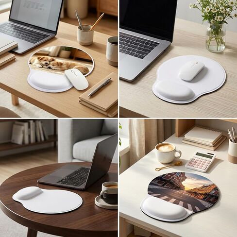 6PCS Sublimation Mouse pad with Wrist Rest Support for Heat Press Printing, White Mouse Pad Bulk for Transfer Heat Press Printing Crafts DIY Custom Photos for Office Laptop Home Computer Desk in Saudi Arabia
