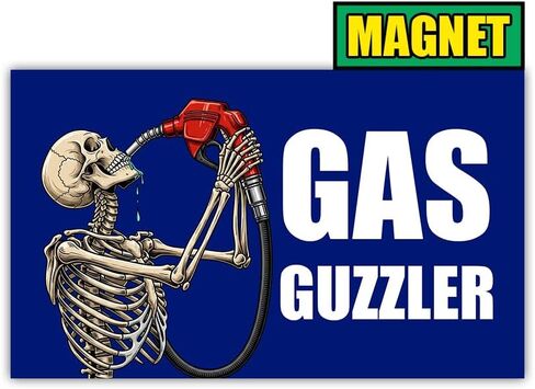 [7.5"x4.5"] Gas Guzzler Bumper Magnet I Eated The Gas Funny Skeleton Meme Magnetic Bumper Stickers Car Fuel Tank Accessories Gen Z Unhinged Driving Gift Decorations for Car Truck Vehicle Van in Kuwait