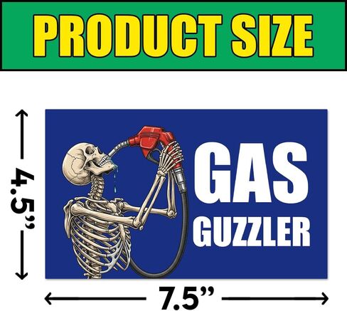 [7.5"x4.5"] Gas Guzzler Bumper Magnet I Eated The Gas Funny Skeleton Meme Magnetic Bumper Stickers Car Fuel Tank Accessories Gen Z Unhinged Driving Gift Decorations for Car Truck Vehicle Van in Kuwait