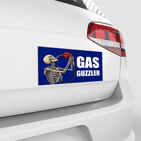 [7.5"x4.5"] Gas Guzzler Bumper Magnet I Eated The Gas Funny Skeleton Meme Magnetic Bumper Stickers Car Fuel Tank Accessories Gen Z Unhinged Driving Gift Decorations for Car Truck Vehicle Van in Kuwait