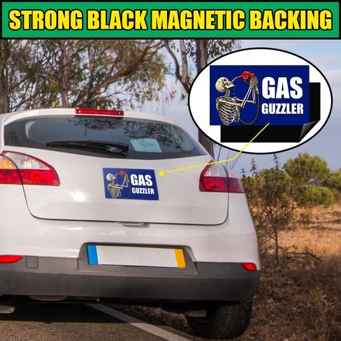 [7.5"x4.5"] Gas Guzzler Bumper Magnet I Eated The Gas Funny Skeleton Meme Magnetic Bumper Stickers Car Fuel Tank Accessories Gen Z Unhinged Driving Gift Decorations for Car Truck Vehicle Van in Kuwait
