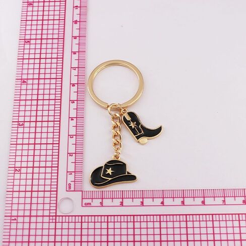 10 Pack Cute Cowboy Key Chain Western Hat and Boots Key Ring for Car Keys Purse Backpack Cowgirl Horse Lover in Saudi Arabia