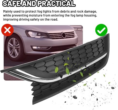 غطاء خفيف للضباب للمصد الأمامي من LIRU لسيارة VW for Passat 2012-2015 561853665E 561853666C، قرص العسل بدون ثقوب، يمين in Kuwait