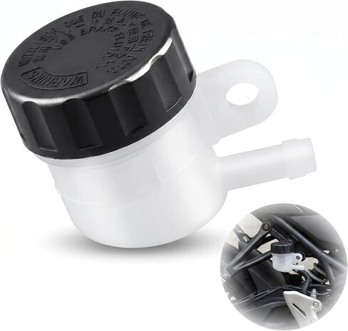 Motorcycle Brake Fluid Reservoir, Rear Brake Master Cylinder Oil Cup Tank, ABS Clutch Rear Brake Reservoir, Universal for Motorcycle, Pit Dirt Bike, ATV and 4 Wheel Quad (Black & White) in Kuwait