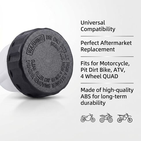 Motorcycle Brake Fluid Reservoir, Rear Brake Master Cylinder Oil Cup Tank, ABS Clutch Rear Brake Reservoir, Universal for Motorcycle, Pit Dirt Bike, ATV and 4 Wheel Quad (Black & White) in Kuwait